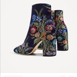 Zara Shoes - Zara Blue Embroidered Bootie Zara Shoes - Zara Blue Embroidered Bootie